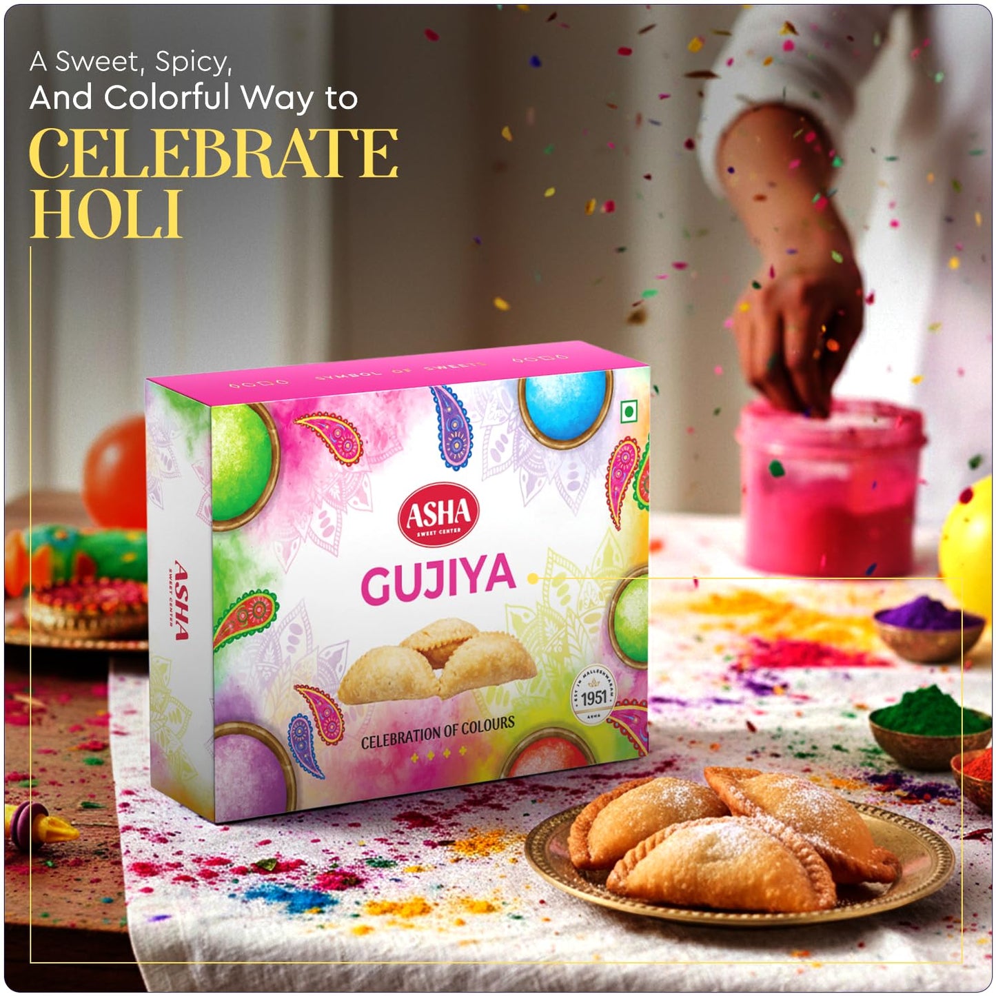 Holi Special Gujiya Gift Box – 2 Pack with Festive Wish Card