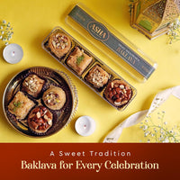 Asha Sweet Center Baklava (100gm) Diwali Gift Hamper with Handmade Diya & Wish Card Included