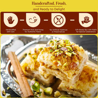 Asha Sweet Center Baklava (100gm) Diwali Gift Hamper with Handmade Diya & Wish Card Included