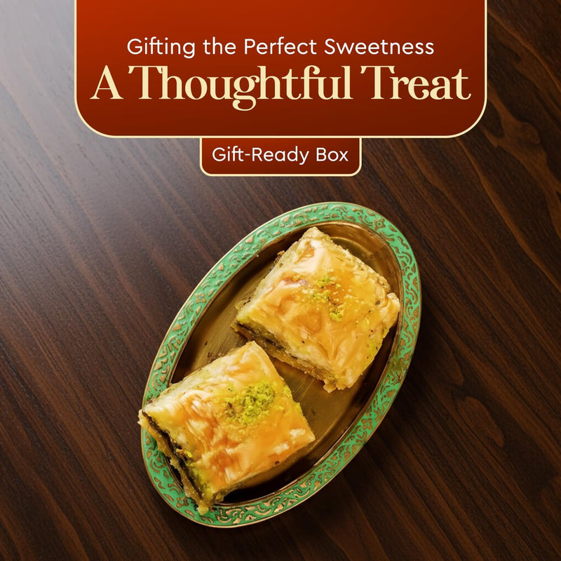 Asha Sweet Center Baklava (100gm) Diwali Gift Hamper with Handmade Diya & Wish Card Included