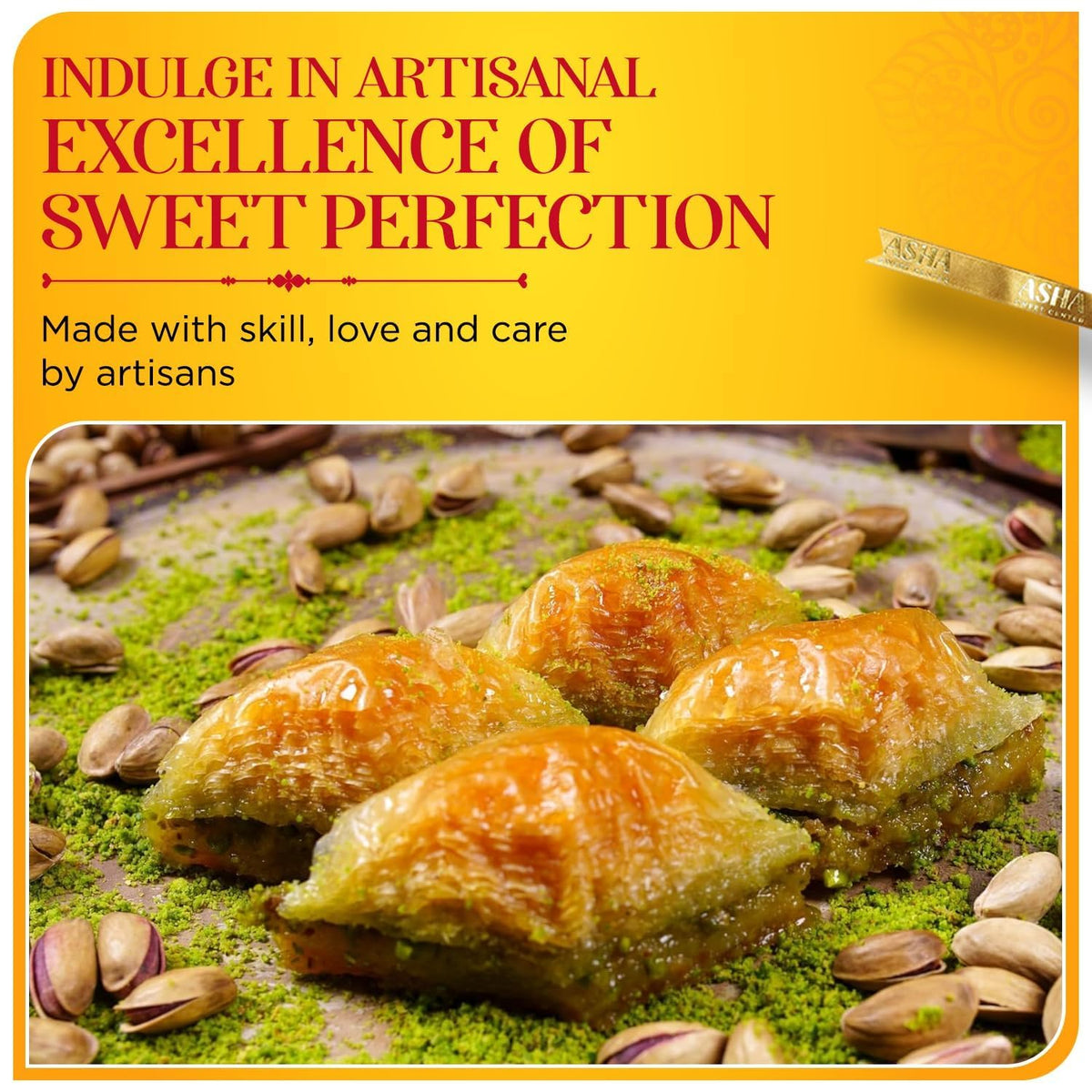 Asha Sweet Center Baklava (430gm) Diwali Gift Hamper with Handmade Diya & Wish Card Included
