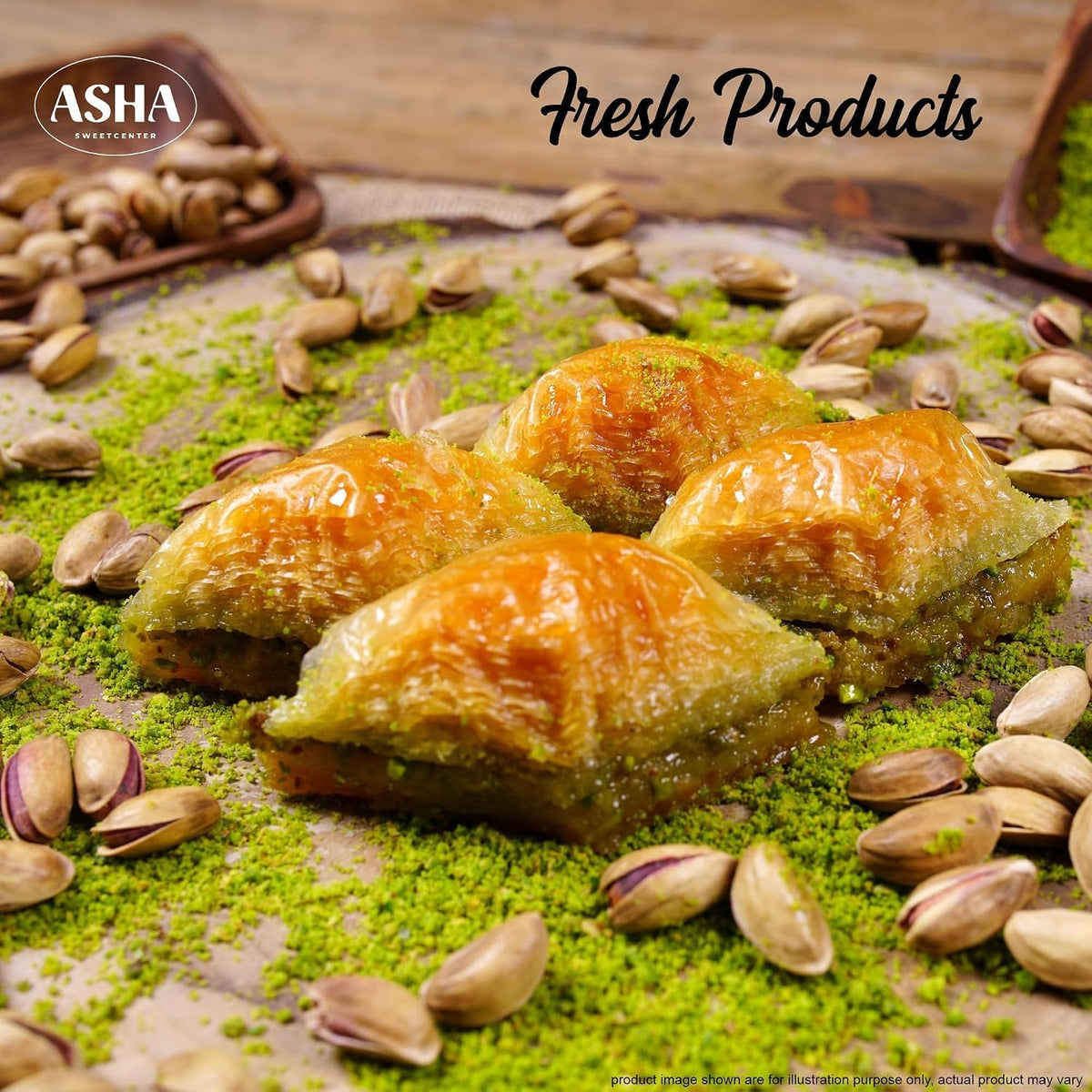 Asha Sweet Center  Baklava (500gm) Diwali Gift Hamper with Handmade Diya & Wish Card Included
