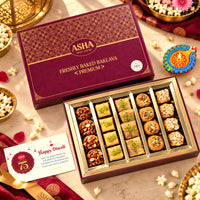 Asha Sweet Center  Baklava (500gm) Diwali Gift Hamper with Handmade Diya & Wish Card Included