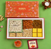 Asha Sweet Center Diwali Corporate Gift Hamper with Handcrafted Diya & Wishes Card