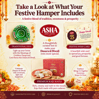 Asha Sweet Center Kaju Katli (250gm) Diwali Gift Hamper with Handmade Diya & Wish Card Included