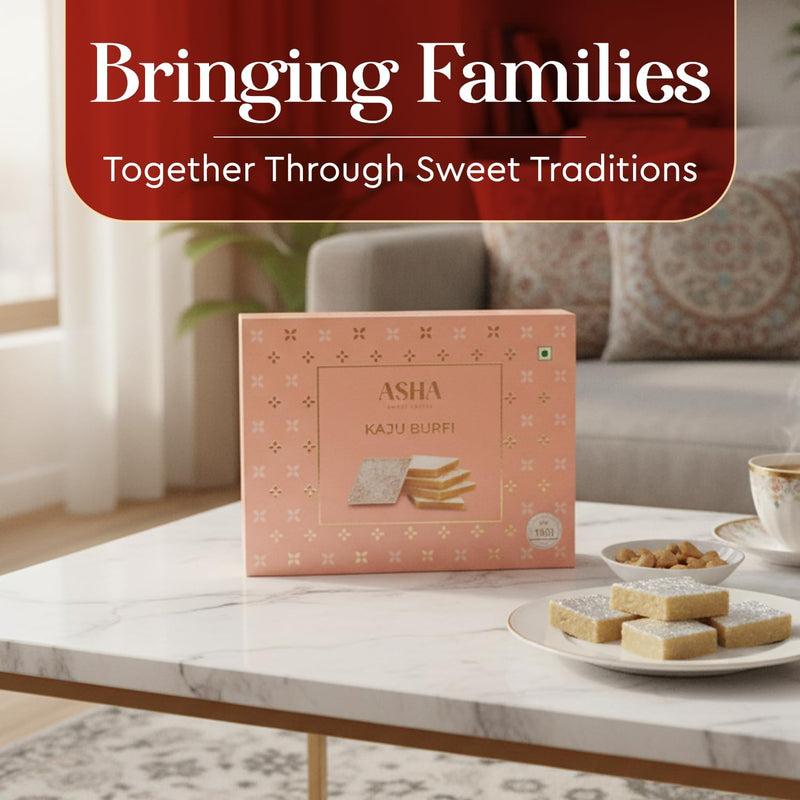 Asha Sweet Center Kaju Katli (250gm) Diwali Gift Hamper with Handmade Diya & Wish Card Included