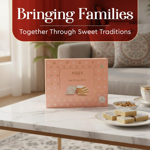 Asha Sweet Center Kaju Katli (250gm) Diwali Gift Hamper with Handmade Diya & Wish Card Included