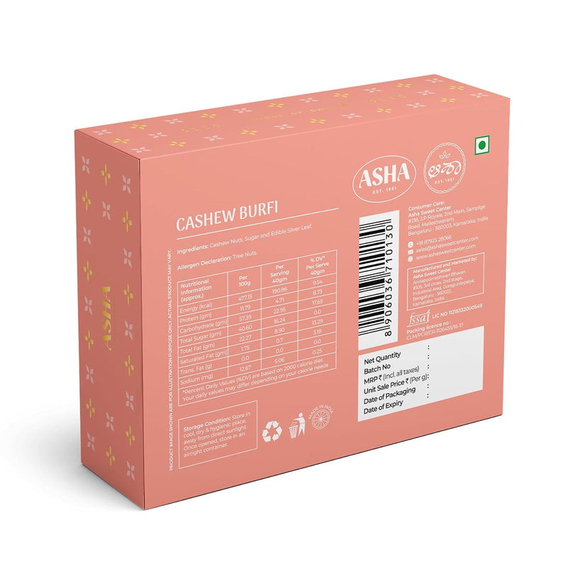 Asha Sweet Center  Kaju Katli (500gm) Diwali Gift Hamper with Handmade Diya & Wish Card Included