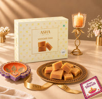 Asha Sweet Center   Mysore Pak (250gm) Diwali Gift Hamper with Handcrafted Diya & Wish Card Included