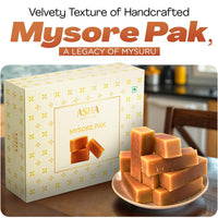 Asha Sweet Center   Mysore Pak (250gm) Diwali Gift Hamper with Handcrafted Diya & Wish Card Included