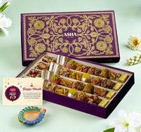Asha Sweet Center  Premium Handcrafted Assorted (800gm) Sweet Box with 14 items