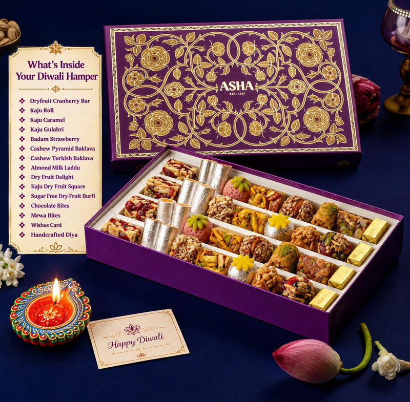 Asha Sweet Center  Premium Handcrafted Assorted (800gm) Sweet Box with 14 items