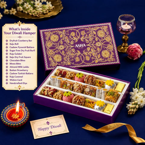 Asha Sweet Center  Premium Handcrafted Assorted (500gm) Sweets Box with 12 items
