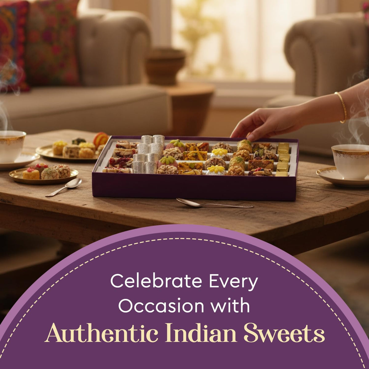 Asha Sweet Center  Premium Handcrafted Assorted (800gm) Sweet Box with 14 items