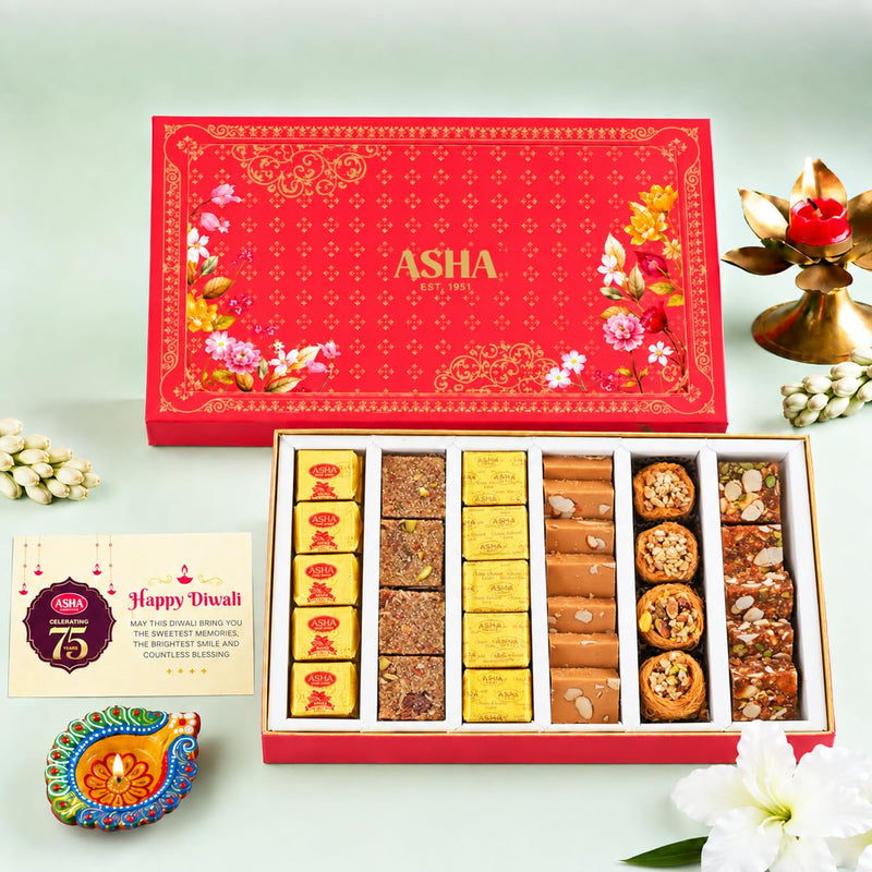 Asha Sweet Center Royal Blend Assortment Diwali Gift Hamper (700gm)