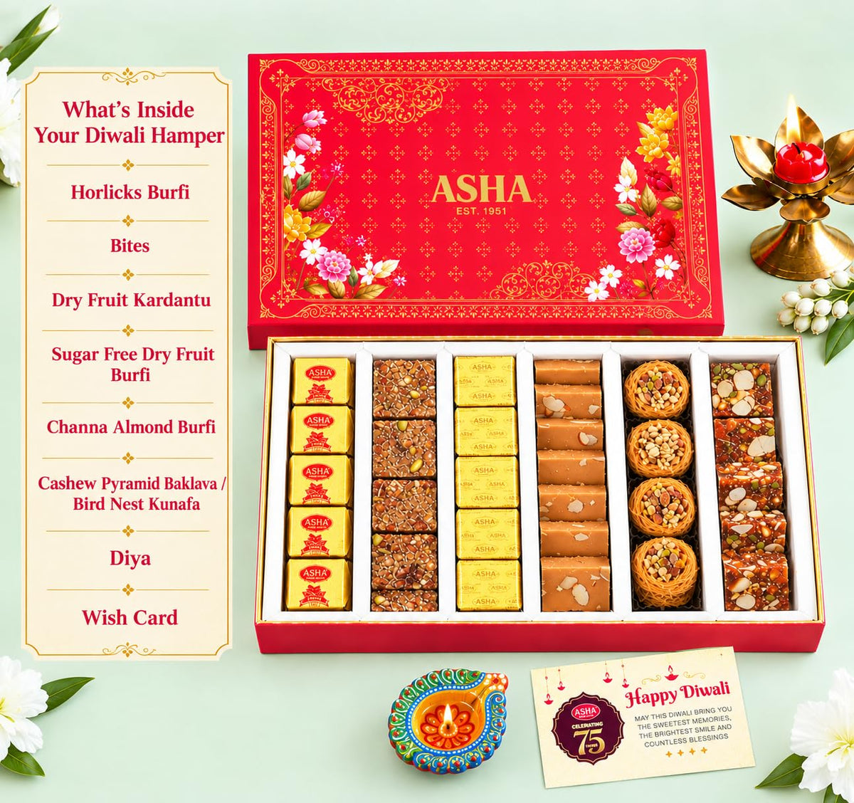Asha Sweet Center Royal Blend Assortment Diwali Gift Hamper (700gm)
