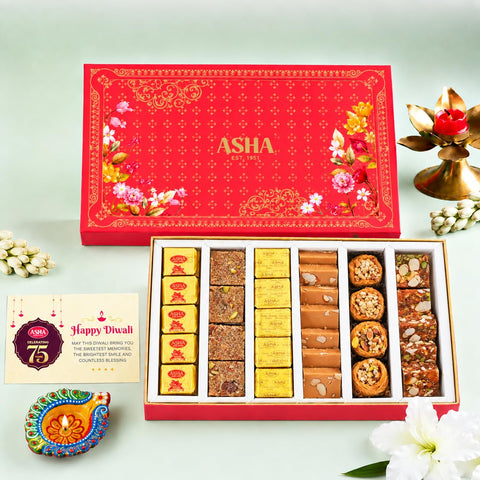 Asha Sweet Center Royal Blend Assortment Diwali Gift Hamper (700gm)